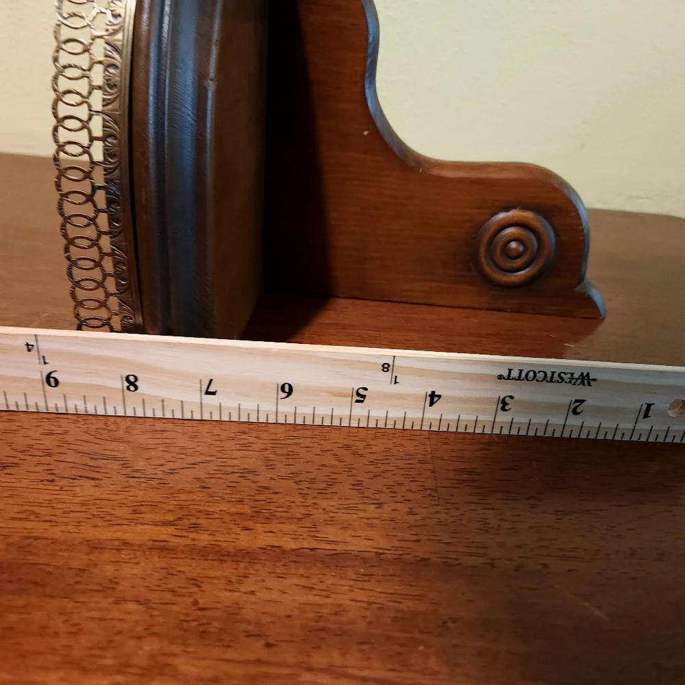 Vintage Wall Mounted Shelf With Brass Trim